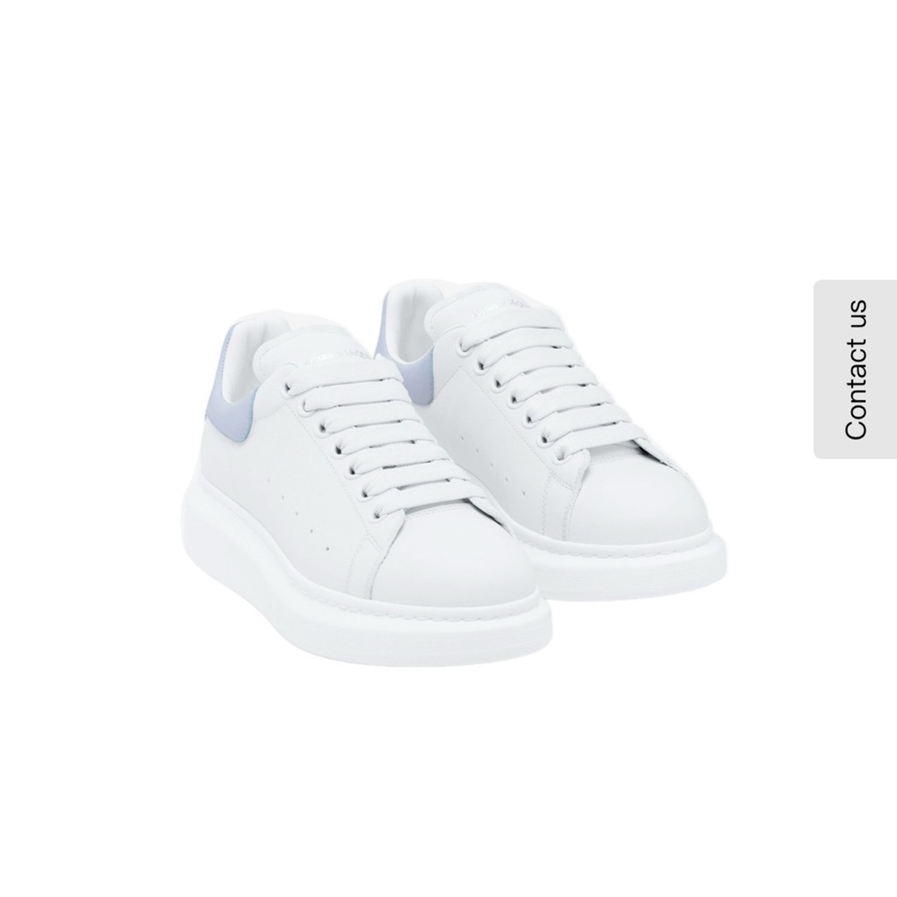 Alexander McQueen White Sneakers with Light Blue Heel Tab - Picture 2 of 3